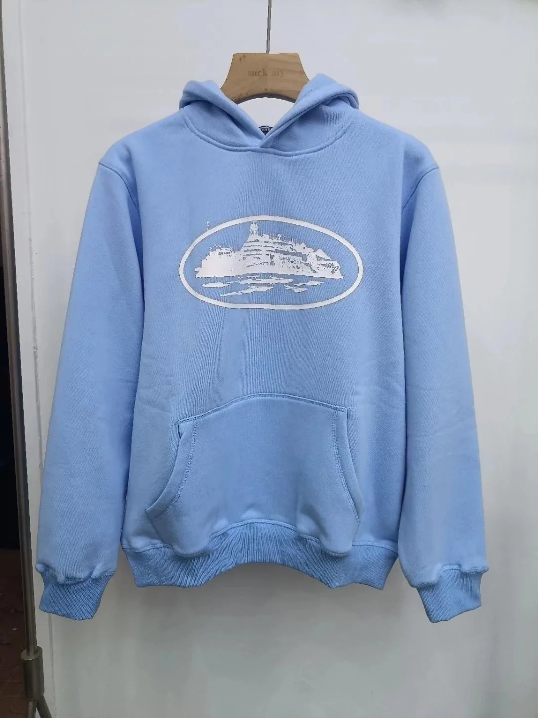 浅蓝白印花
