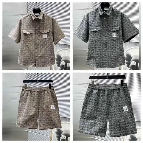 Loewe Brown Short Sleeve Shirt and Shorts Set