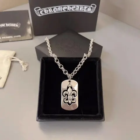 Chrome Hearts Fleur-de-Lis Dog Tag Necklace