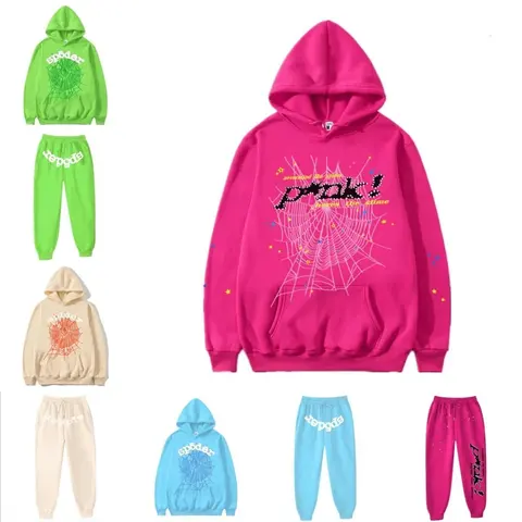Spider Web Print Hoodie and Sweatpants Set