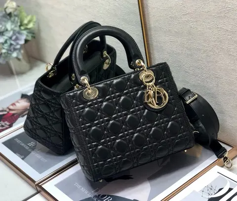 Dior Lady Dior Black Quilted Leather Handbag