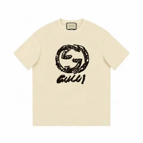 Gucci Cream T-Shirt with Sketch Logo