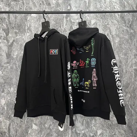 FOTI Black Hoodie with Neon Character Print
