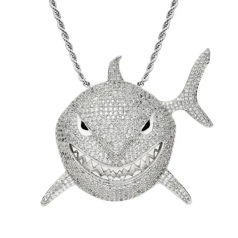 Diamond Encrusted Shark Pendant Necklace