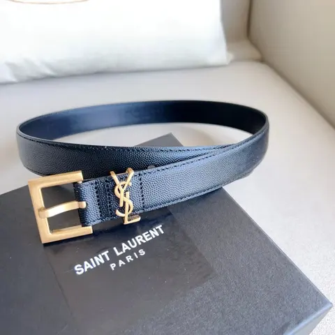Saint Laurent Paris Monogram Leather Belt
