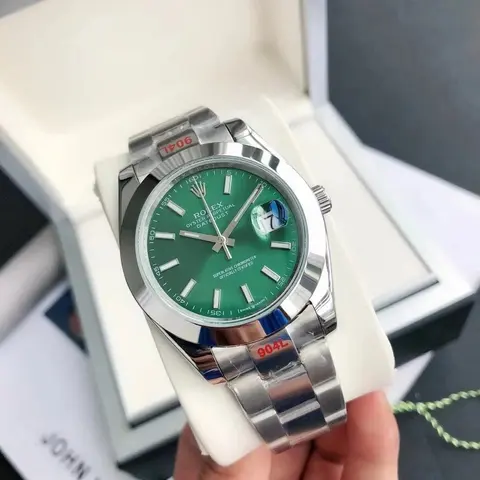 Rolex Oyster Perpetual Datejust Green Dial Stainless Steel Watch