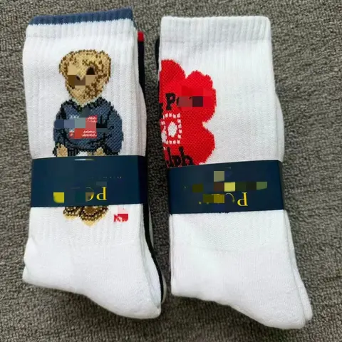 Peeker Bear and Flower Pattern Socks