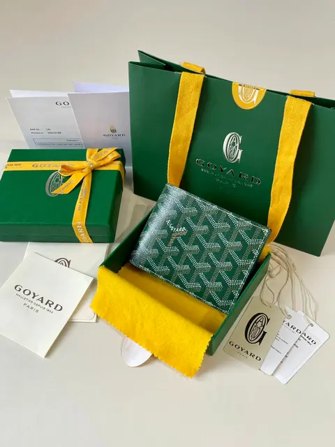 Goyard Monogram Wallet in Green and Yellow