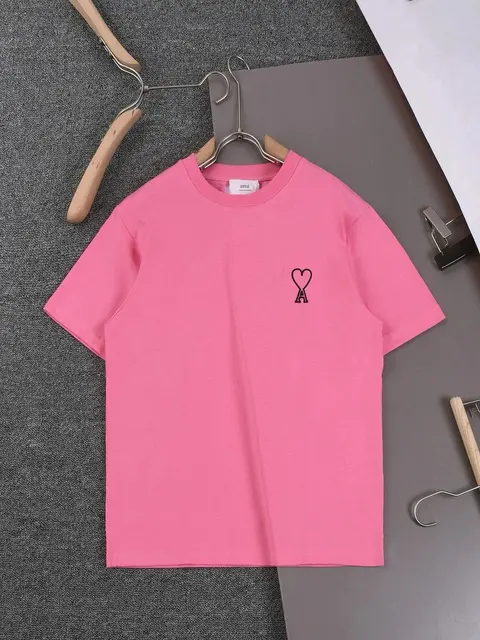 Ami Paris Pink Heart Logo T-Shirt