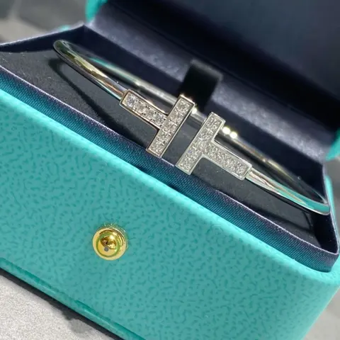 Tiffany & Co. Diamond T Bangle Bracelet