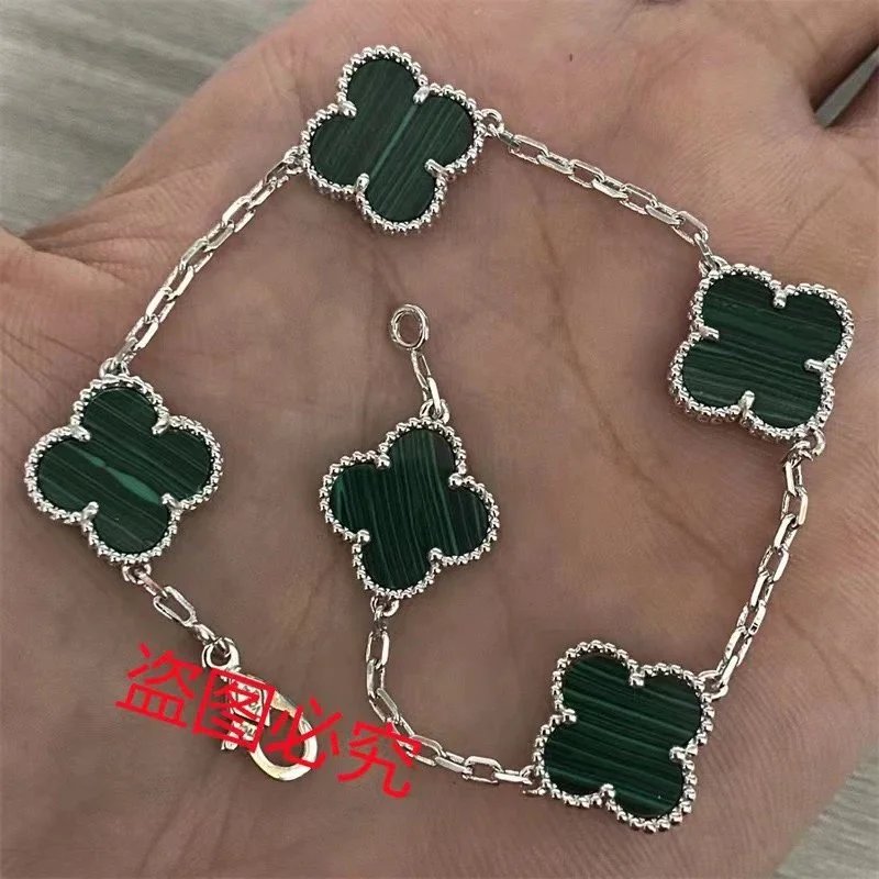 4#白金色【孔雀石】五花手链