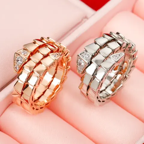 Geometric Layered Ring Set with Diamond Accents