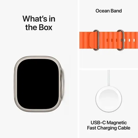 Apple Watch with Ocean Band and USB-C Magnetic Fast Charging Cable