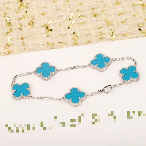 Alhambra Bracelet with 5 Turquoise Motifs