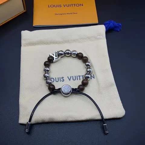 Louis Vuitton Beaded Bracelet with LV Charm