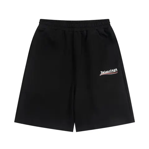 Balenciaga Black Embroidered Logo Shorts