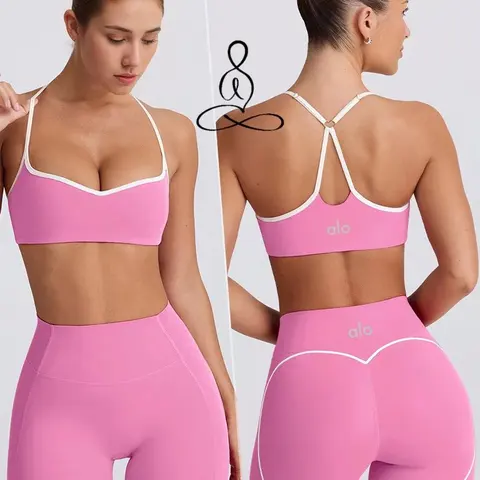Alo Yoga Pink Sports Bra and Leggings Set