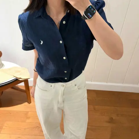 Polo Ralph Lauren Navy Blue Short Sleeve Button-Down Shirt
