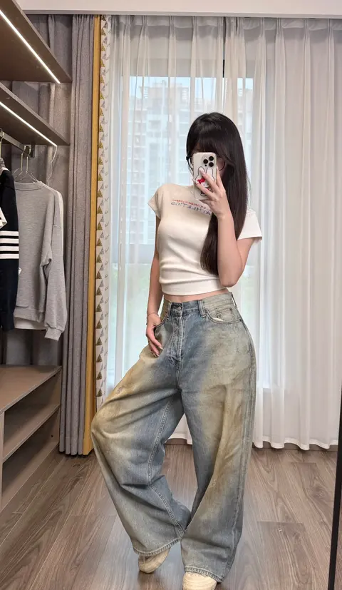 ACNE Distressed Wide-Leg Pants