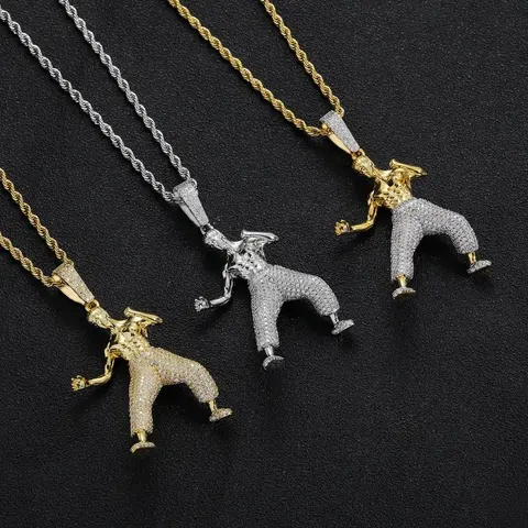 Dancing Man Pendant Necklaces in Gold and Silver