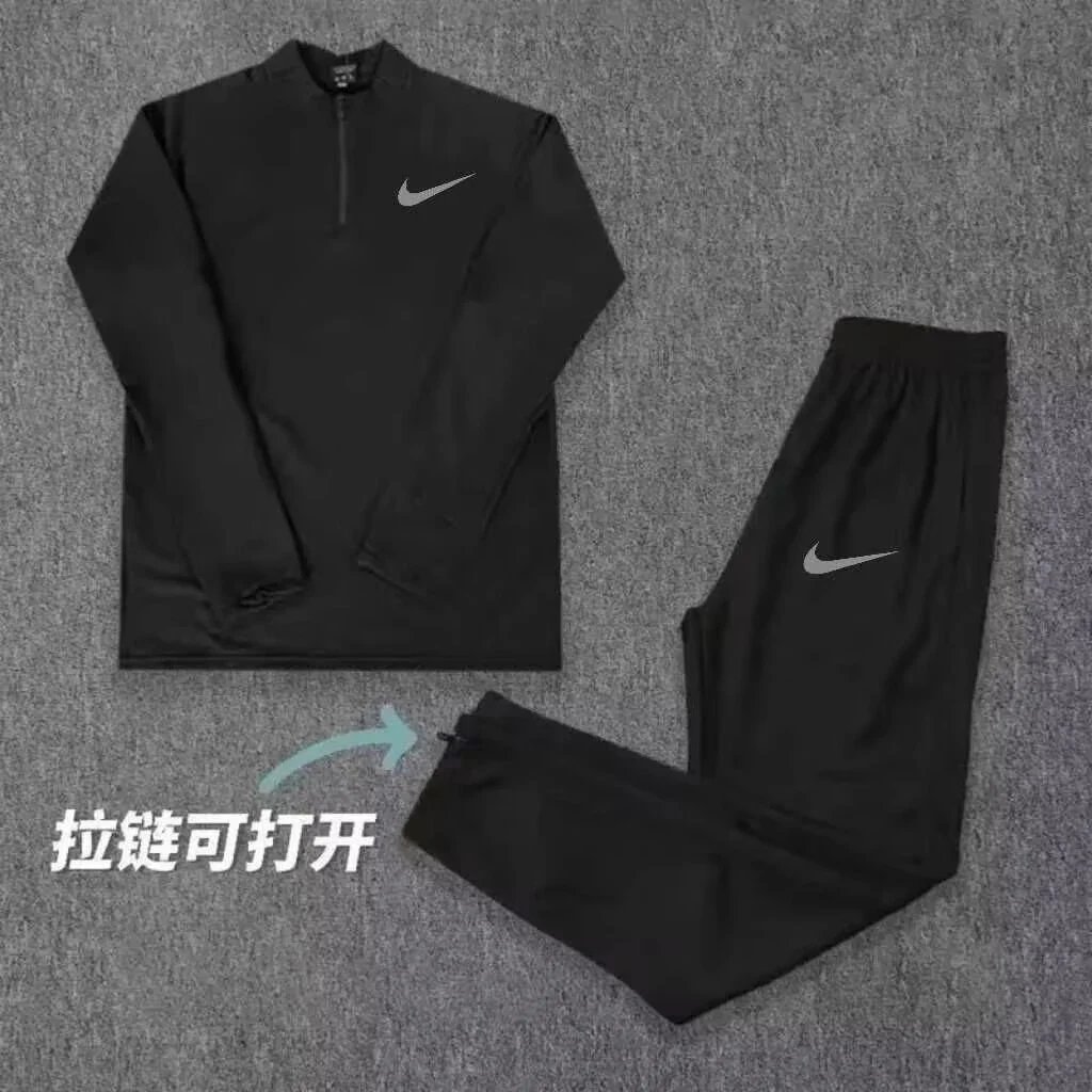 反光勾黑色半拉链套装