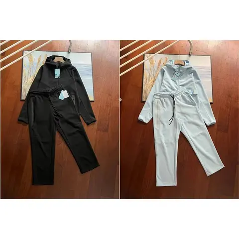 Black and White Hooded Sweatshirt and Jogger Set