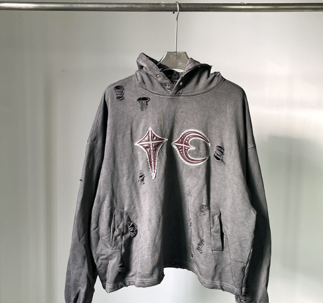 潮牌宽松连帽卫衣工业灰