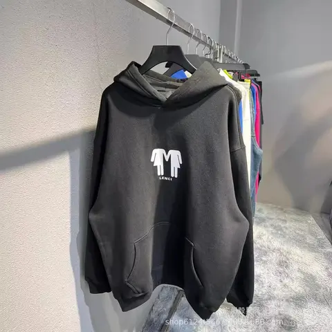 LENCI Black Hoodie with Graphic Logo