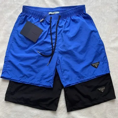 Prada Men's Blue and Black Swim Shorts