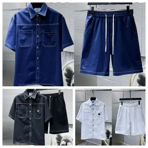 Prada Men's Short Sleeve Shirt and Shorts Set