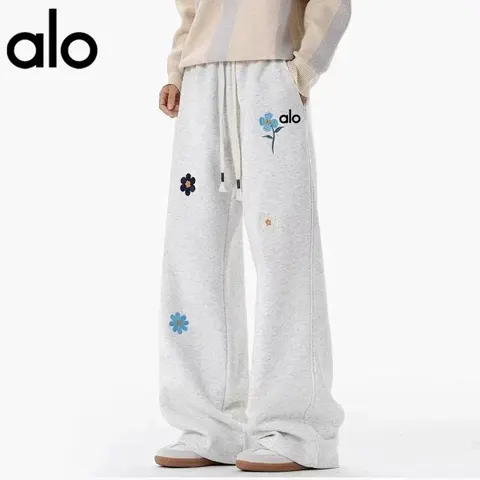 alo Floral Embroidered Wide Leg Sweatpants