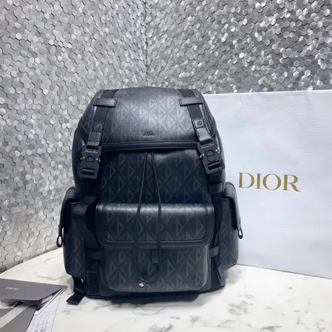 Dior Black Leather Backpack with Oblique Pattern