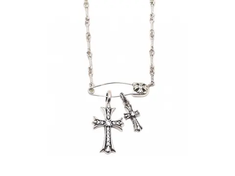 Sterling Silver Cross Pendant Necklace with Diamond Accents