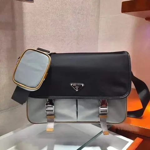 Prada Black and Gray Crossbody Bag with Triangular Logo