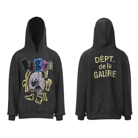 DEPT. de la GALERIE Black Hoodie with Brain Graphic