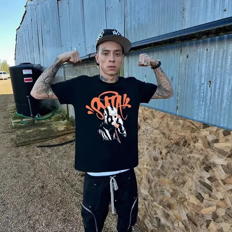 SOTAK Black T-Shirt with Orange Graphic Design