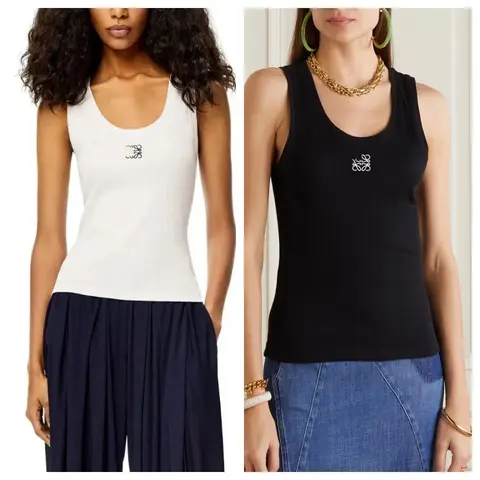 LOEWE Logo Embroidered Ribbed Tank Top