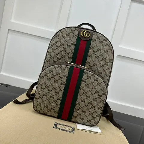 Gucci GG Supreme Backpack with Web Stripe