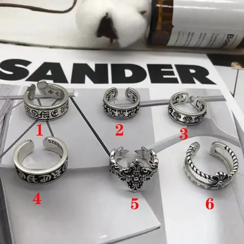 Assorted Silver Tone Gothic Style Rings Set