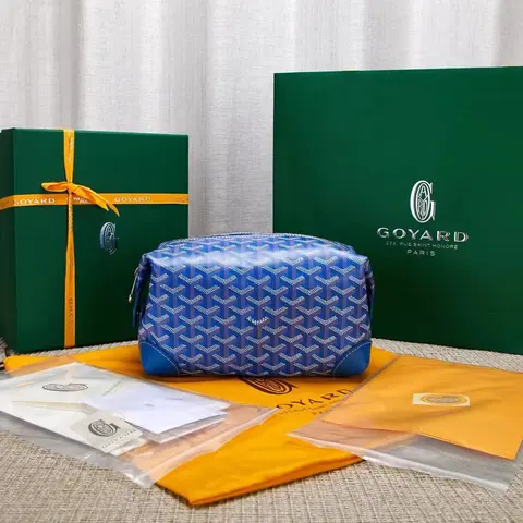 Goyard Blue Monogram Toiletry Bag with Original Packaging
