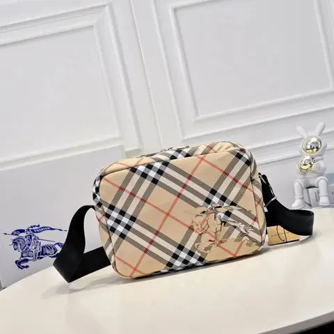 Burberry Check Pattern Crossbody Bag with Equestrian Knight Embroidery