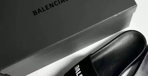 Balenciaga Black Leather Slides