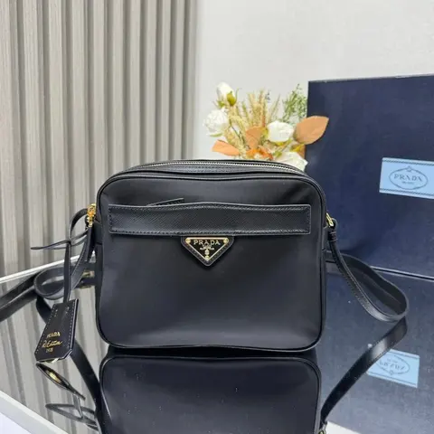 Prada Re-Edition Black Leather Crossbody Bag