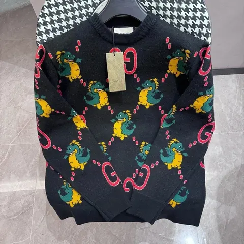 Gucci Dragon Print Knit Sweater
