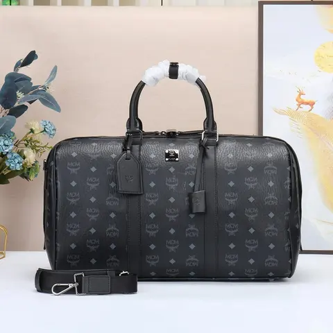 MCM Black Monogram Travel Duffel Bag
