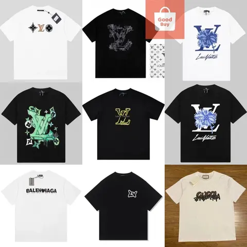 Luxury Brand T-Shirts Collection Featuring Louis Vuitton, Balenciaga, and Gucci