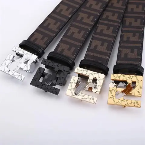 Fendi FF Logo Belts with Crocodile Pattern Buckles
