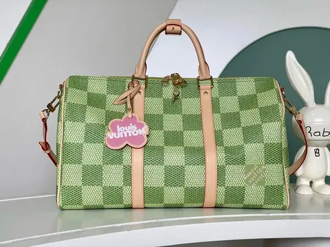 Louis Vuitton Green Damier Azur Keepall Bag