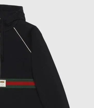 Gucci Black Hoodie with Web Stripe Detail