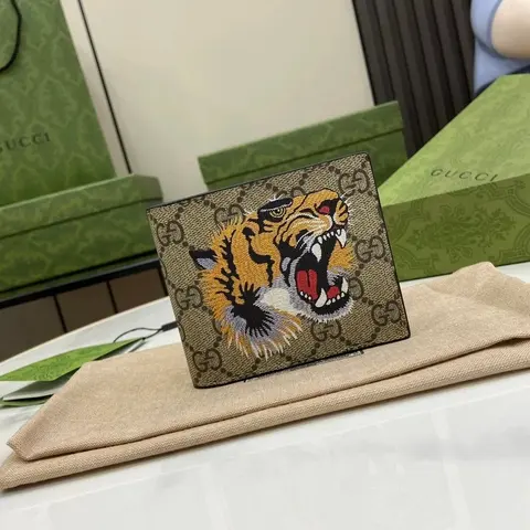 Gucci Tiger Head Embroidered Wallet